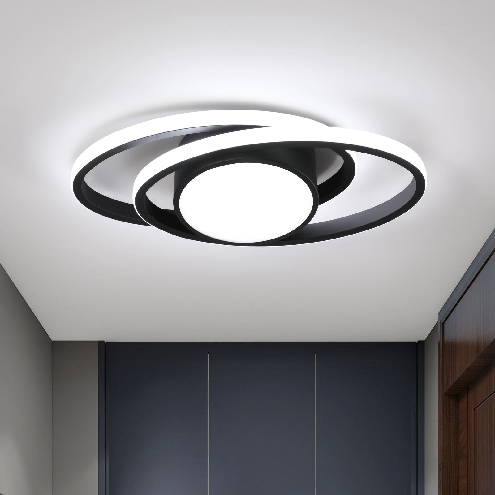 Aiskdan Plafonnier Led Ovale Noir W Luminaire Moderne En Acrylique Lustre Int Rieur Pour