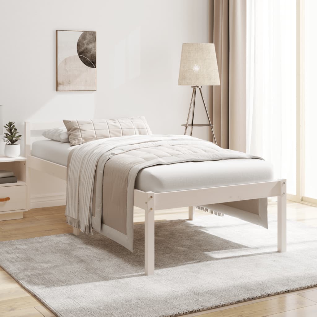 Cama de adulto | Cama de solteiro pequena p/ idosos 75x190cm pinho maciço  branco CFW879701 | Leroy Merlin