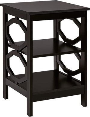 Table Basse De Chevet En Plastique Robuste - Avec Compartiment De Rangement, 41x37 Cm, Noir