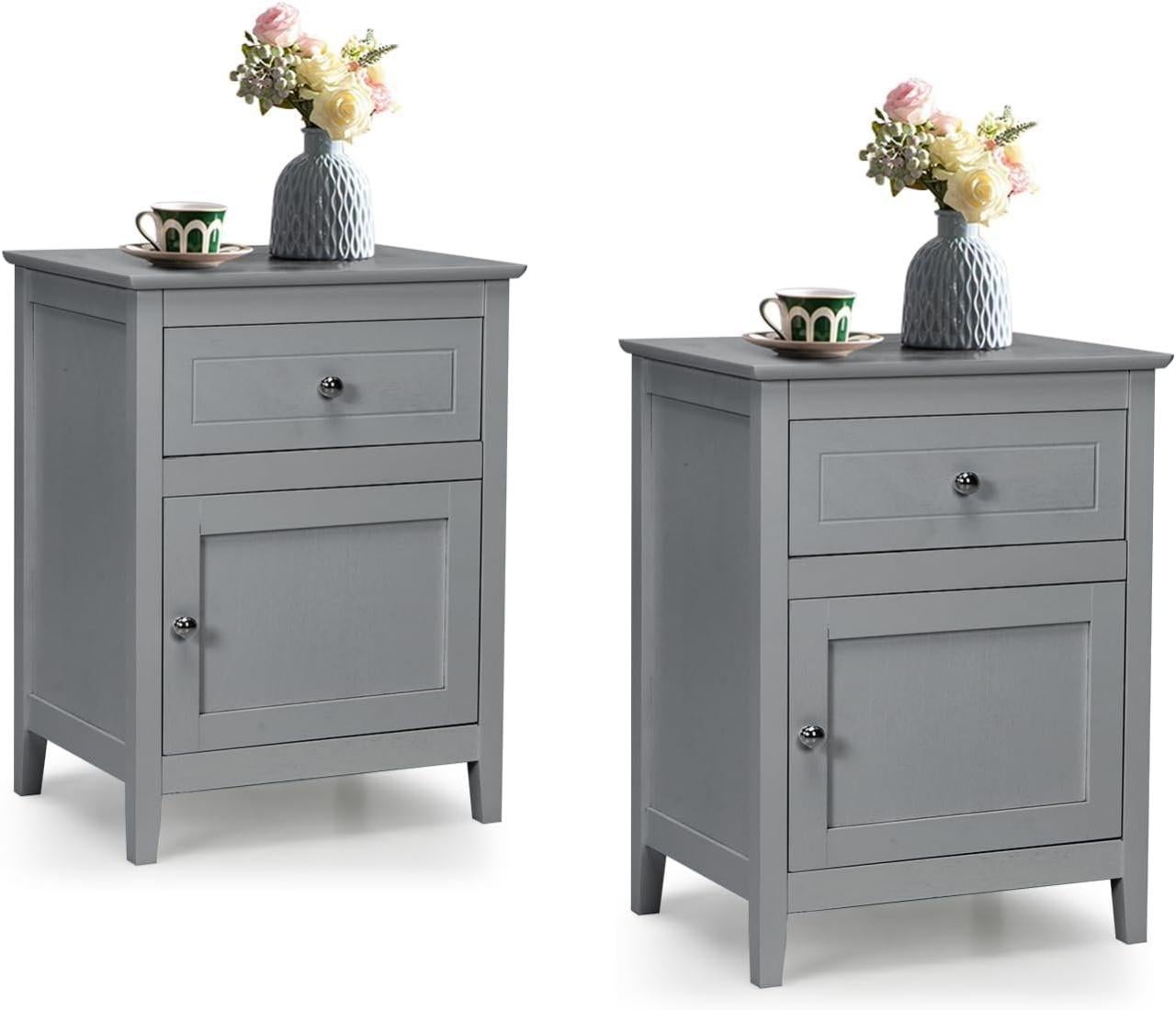 2 Tables d'Appoint à 2 Niveaux avec Plateau Spacieux,Armoire de