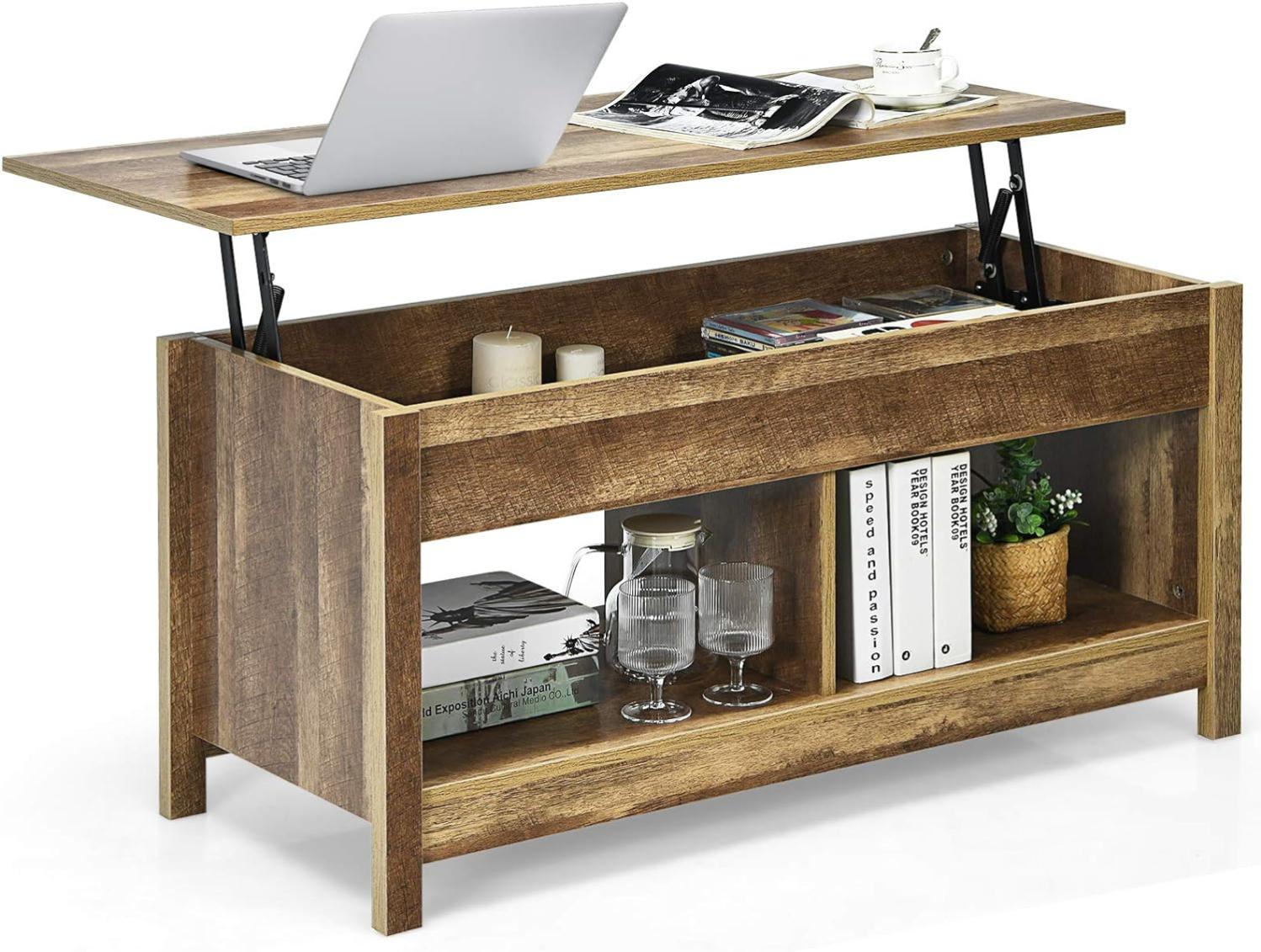 Table Basse Relevable Moderne, Table Basse de Salon a Plateau Relevable ...