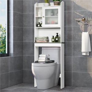 Meuble dessus de toilettes WC avec 2 tablettes en métal chrome H173cm -  RETIF