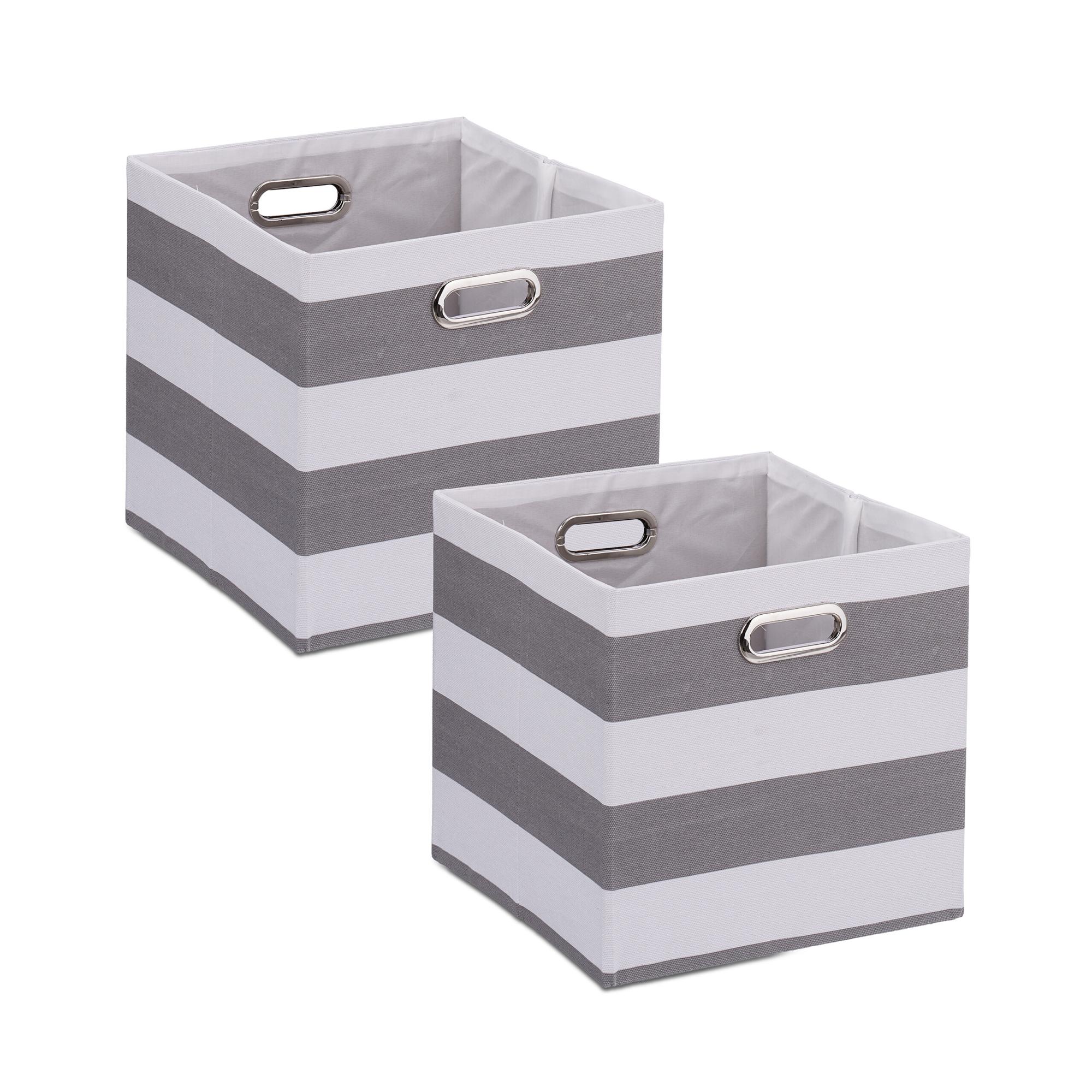 Relaxdays Boîtes de Rangement, Lot de 2, Pliables, œillets, H x L x P : 32 x 33 x 33 cm, caisses pour étagère, Noir