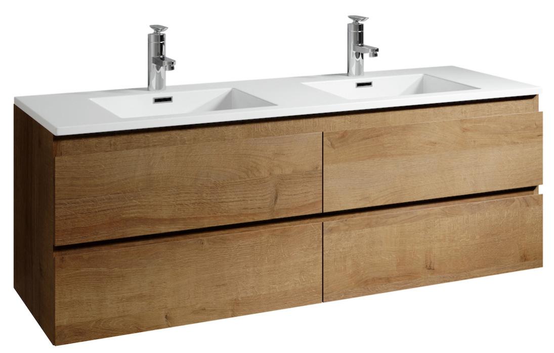 Meuble de salle de bain Angela 140 cm Chene – Armoire de rangement