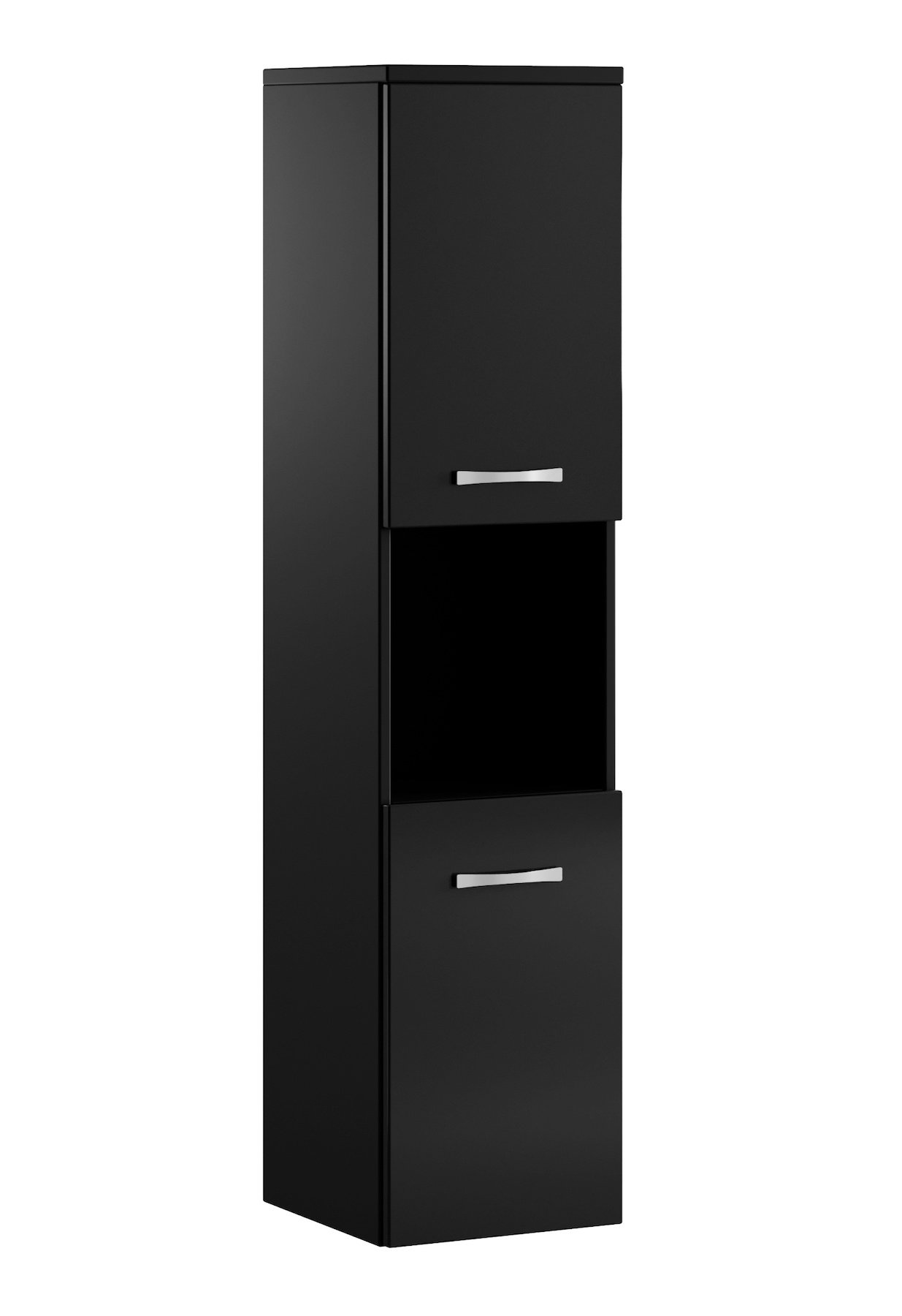 Armoire de rangement de Montreal Hauteur 131 cm Noir brillant Meuble de rangement haut placard