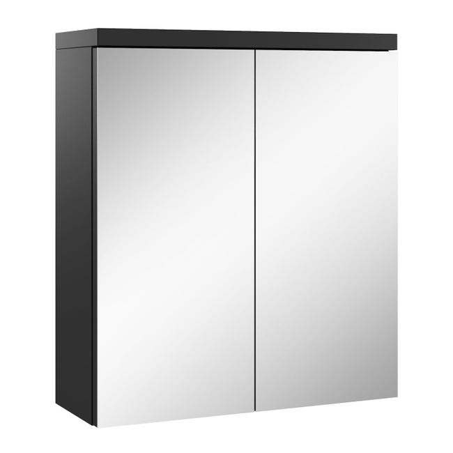 Armoire à Miroir Salle De Bain 80x60 Cm - Blanc Avec 2 Portes Miroir, Profondeur 20 Cm - À Monter Soi-même