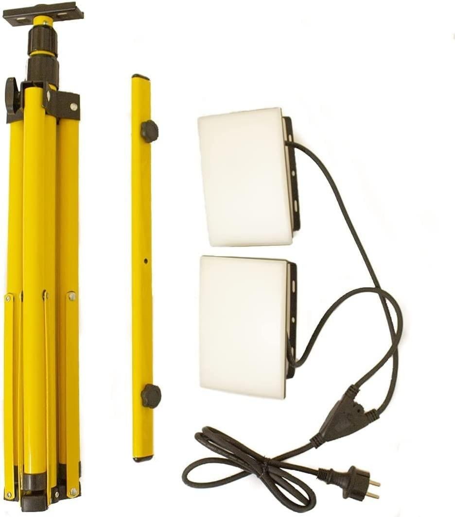 Faretti Led Doppio Doppio Faretto Led da Cantiere su Treppiede Telescopico - 4800 lumen ...