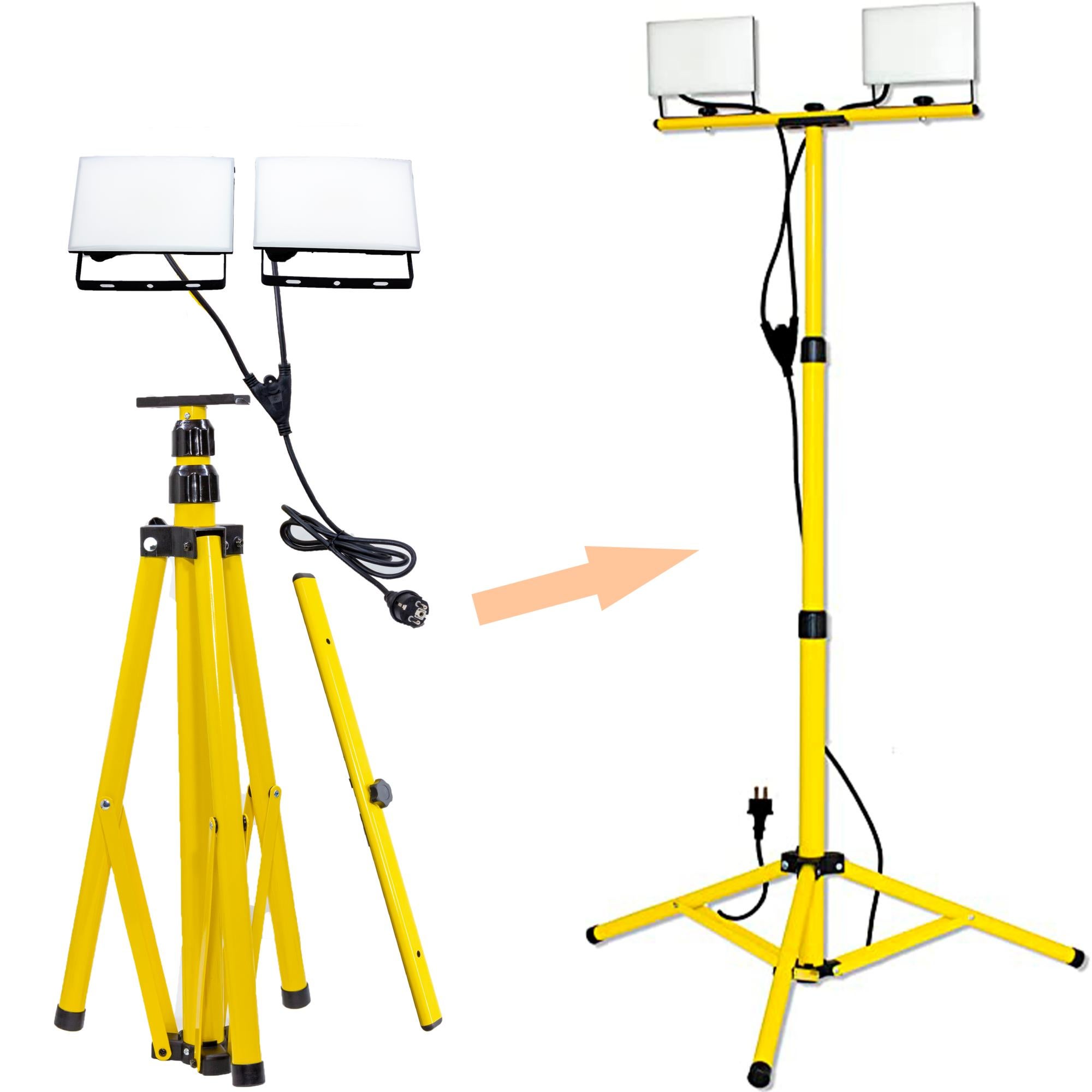 Faretti Led Doppio VSDITALIA - Doppio Faretto Led da Cantiere su Treppiede Telescopico ...