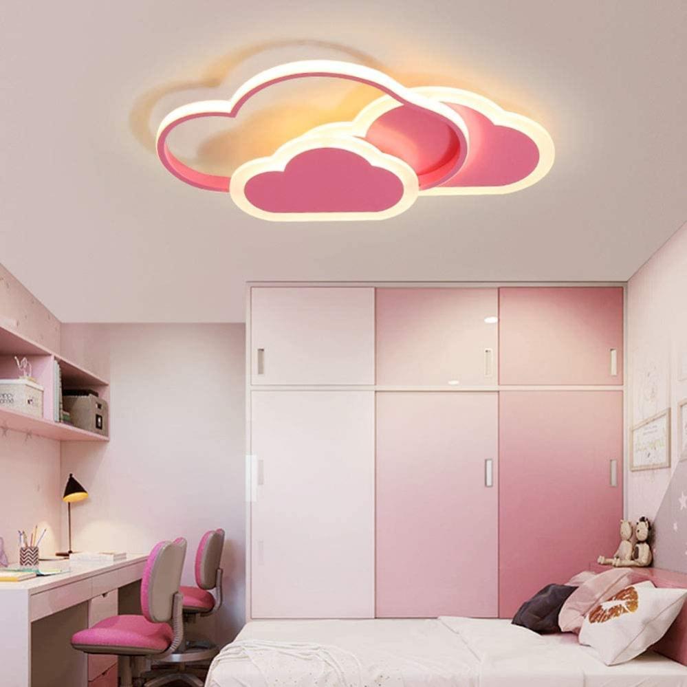 GUANSHAN Plafonnier 3D Led Nuages Créatifs Régulation Intelligente Gradation En Continu Plafonnier Éclairage Pour Garçons Filles Chambre Maternelle Avec Télécommande, 32W