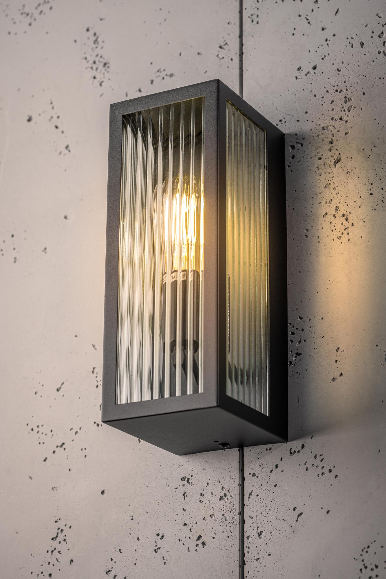 CGC Lighting Applique murale d'extérieur E27 noire en verre biseauté ...