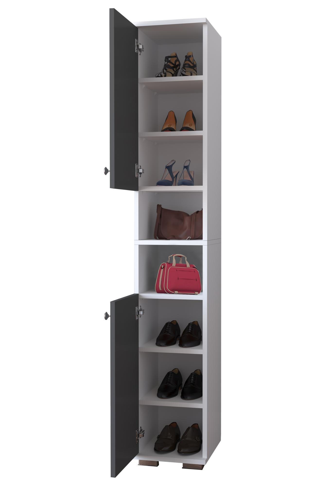 Armoire à Chaussures En Bambou 6/7/8 Niveaux – Avec Portes Ventilées Et Plan De Travail, Pour Couloir Ou Chambre