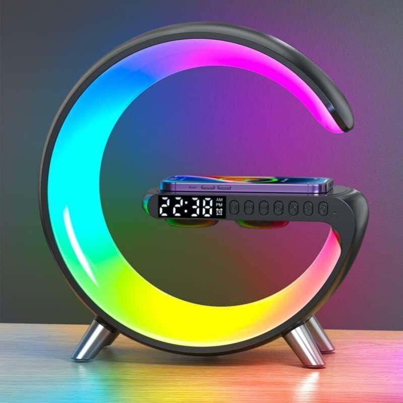 Lampe d'ambiance avec chargeur sans fil 15 W, lampe de table LED