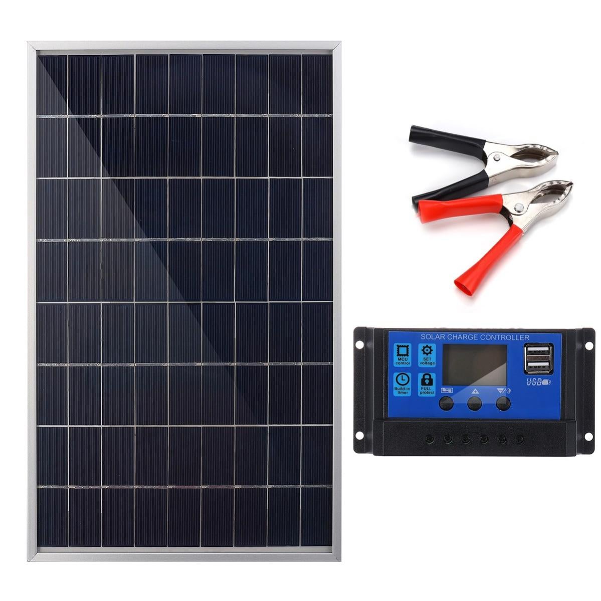 Panneau Solaire 12V 10W 1A - Design Fin étanche IP65, Avec Diode Intégrée - Pour Voiture, Bateau, Camping, éclairage - 4