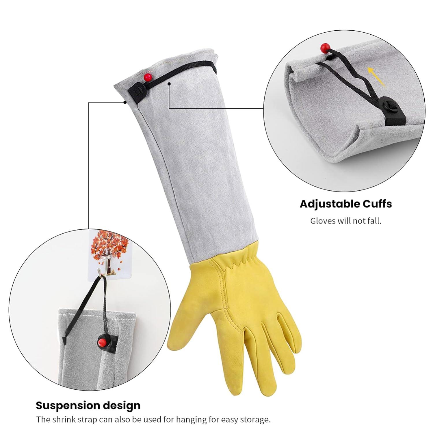 Gants Jardinage Femme/ Homme Gants De Jardinage Cuir - Cadeau Jardinage Outillage Gants Anti Coupure Gants Rosiers Epineux Outils Jardinage (M) - 2