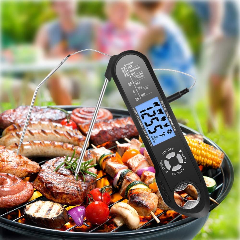 Sonde Temperature Cuisine Thermomètre à Viande Avec Sonde De Température Alimentaire Pliable Design Moderne Minuteur De Cuisine