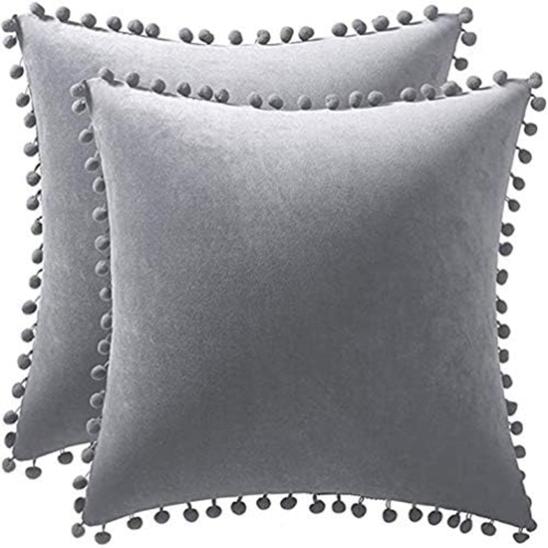Housses De Coussin 40x40cm Velours Plissé Bleu Paon - Lot De 2 Taies Décoratives