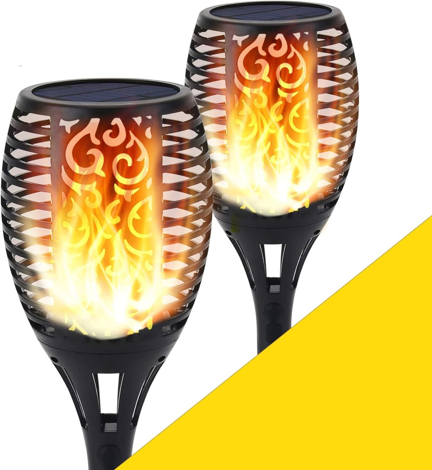 Éclairage de torche solaire, 96 LED à flamme clignotante, décoration ...