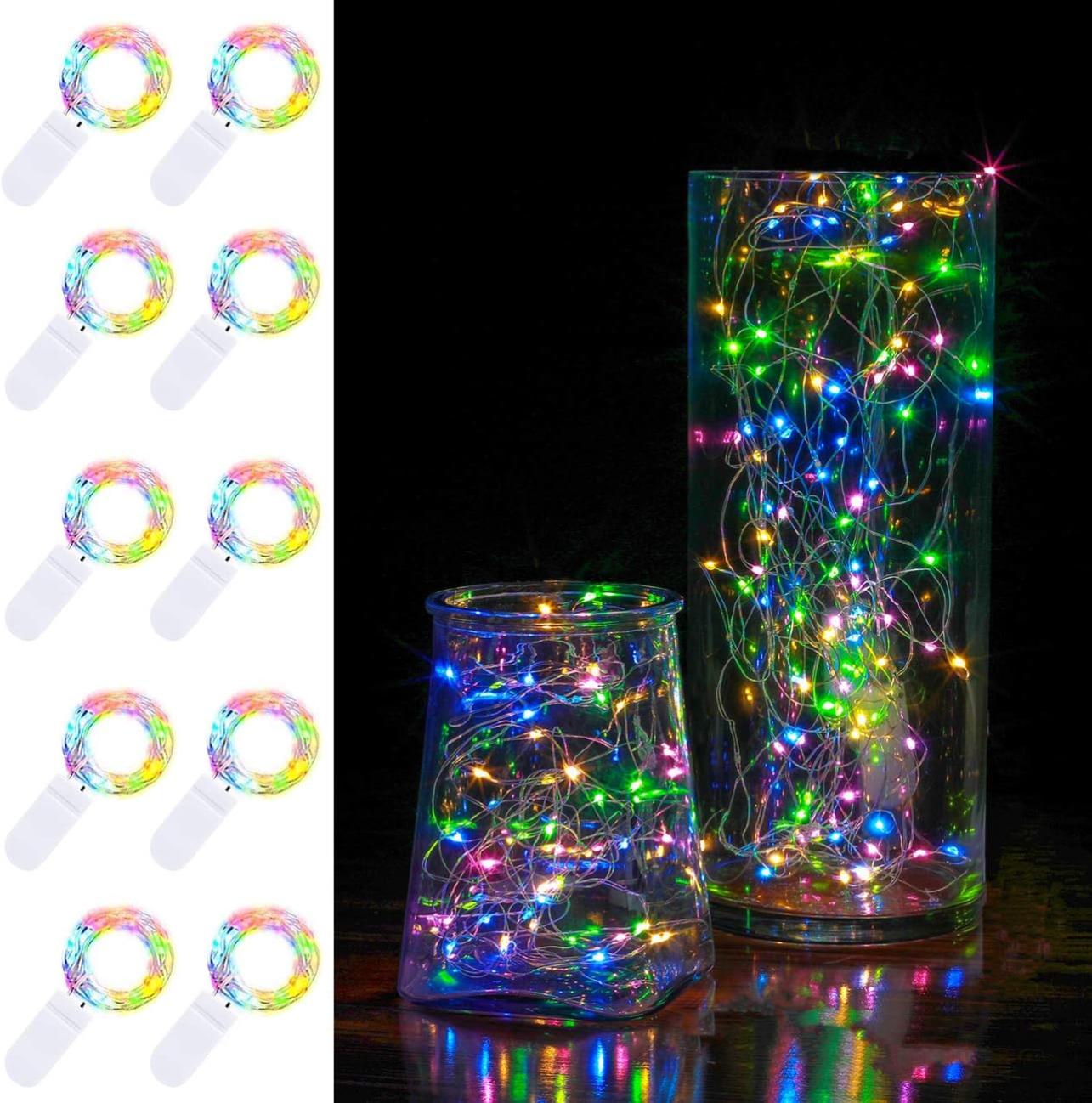 Lot de 2 lumières LED submersibles alimentées par piles, lumières RVB multicolores changeantes