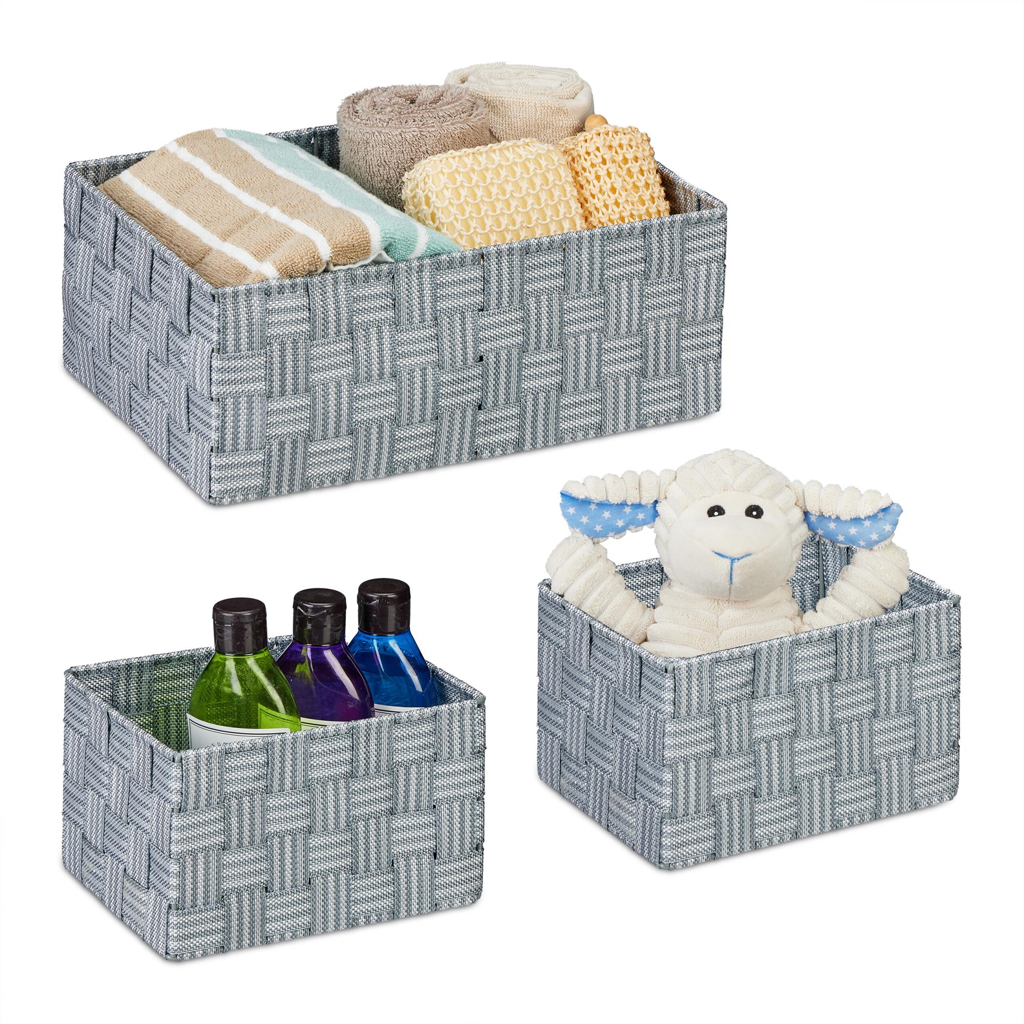 Relaxdays Lot De 4 Paniers Tressés Gris – Rangement Salle De Bain, Salon Ou Dressing En 3 Tailles