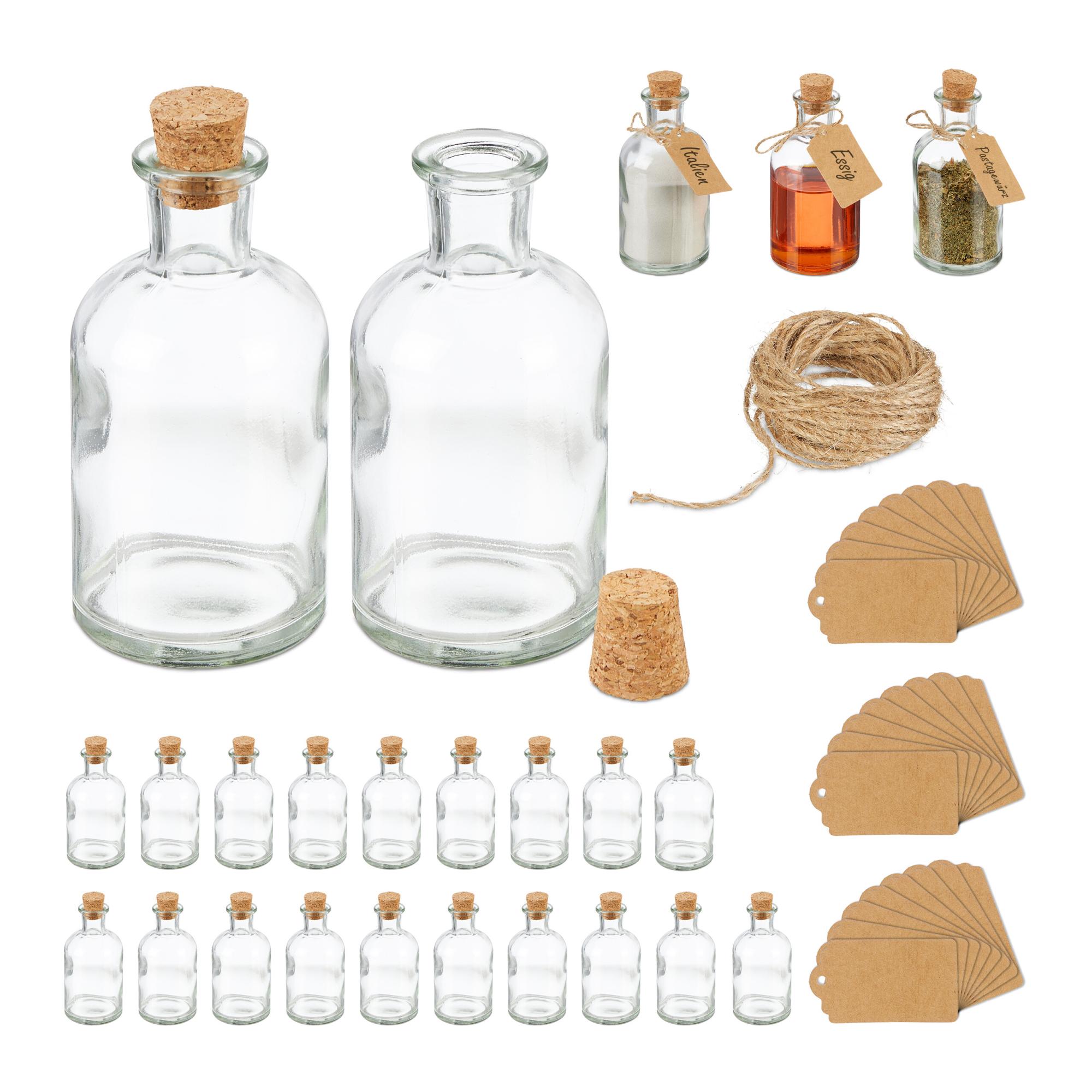 10 Bottigliette In Vetro Da 60 Ml Con Tappo, Spazzola Ed Etichette - Per Succhi, Liquori E Salse - 2