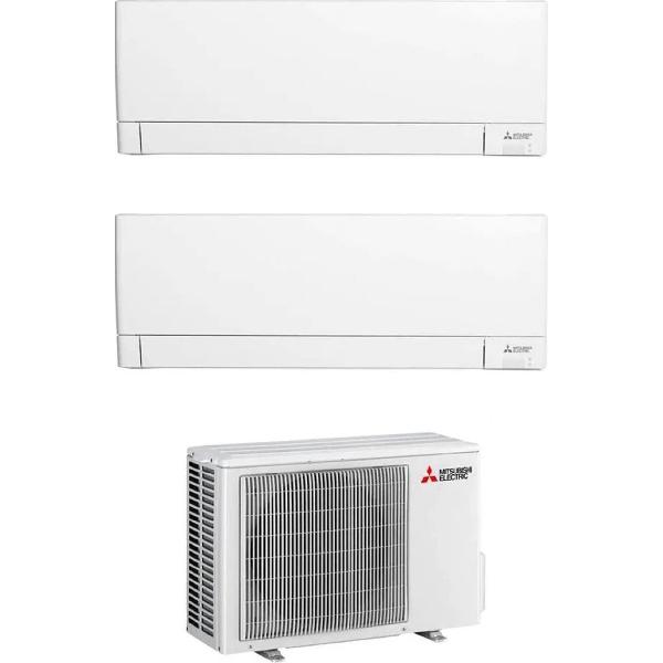 MITSUBISHI MSZ-AY25VGKP + MSZ-AY35VGKP + MXZ-2F53VF - Condizionatore Dual Split Inverter 9000 + 12000 Btu con Pompa di Calore Classe A+++/A++