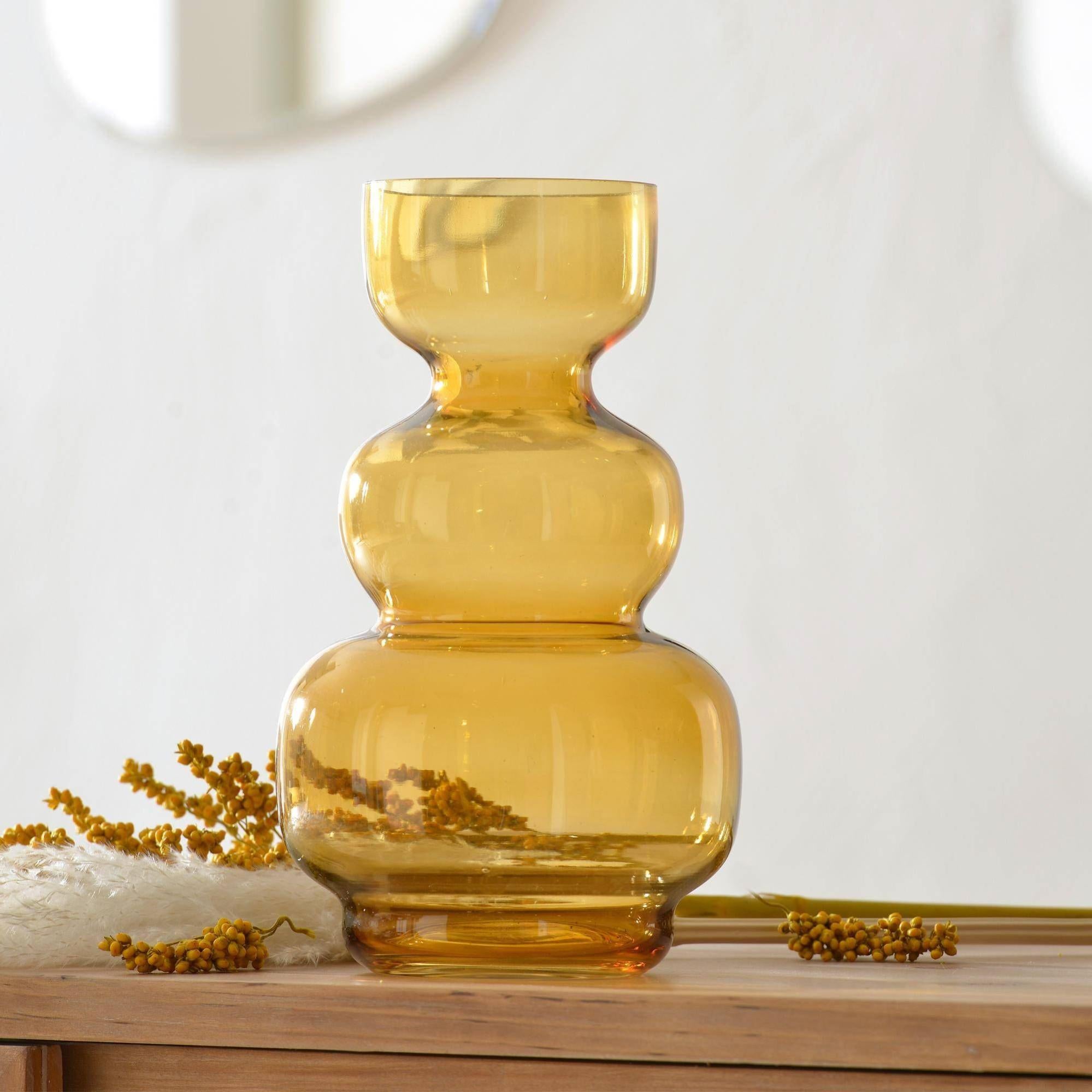 Vase LIMONE jaune en verre Leroy Merlin