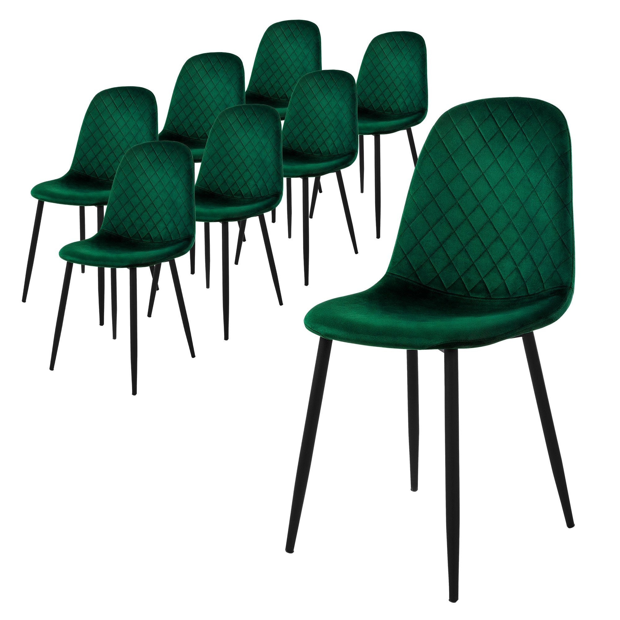 Set 8 sedie per sala da pranzo cucina soggiorno imbottite in velluto verde  scuro