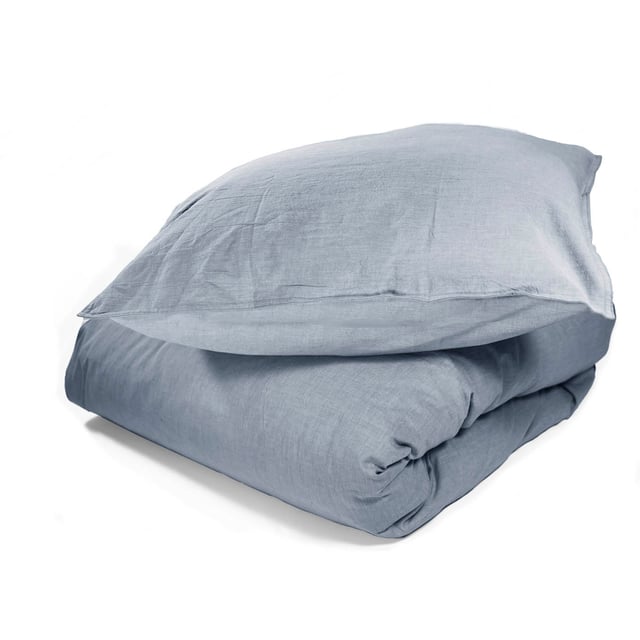 HOOMstyle Housse de Couette 100% Soft Cotton - Tissu Chambray - 1 personne 140x240cm - Bleu Denim