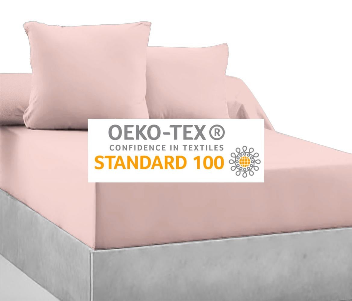 Drap-housse 100% Coton 57 Fils Rose Poudré - 160 x 200 cm - Bonnet 30 cm - 4