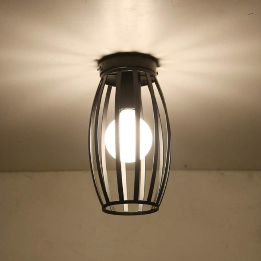 E27 Retro Plafonnier En Métal Noir Cage, Vintage Industrielle Suspension Luminaire, Suspension Plafonnier Fer Forge, Lustre Pour Couloir, Entrée