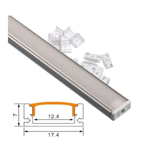 Difusor Alto perfil de aluminio para tiras de led.