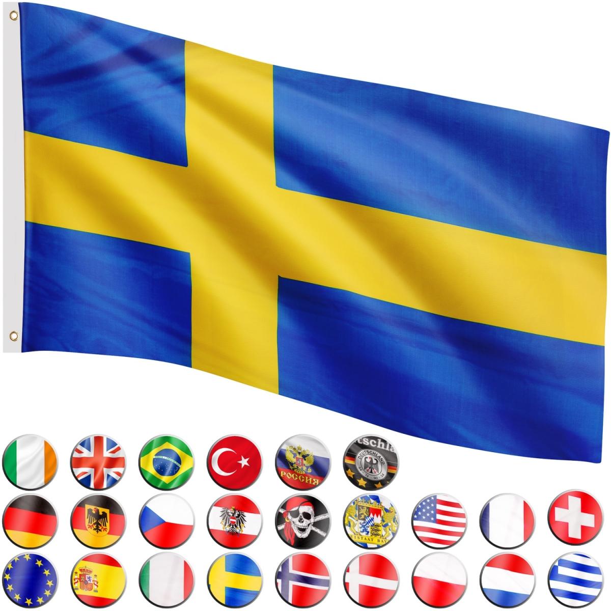 FLAGMASTER Drapeau 30 drapeaux différents au choix, taille 120 cm x 80 cm,  Suède