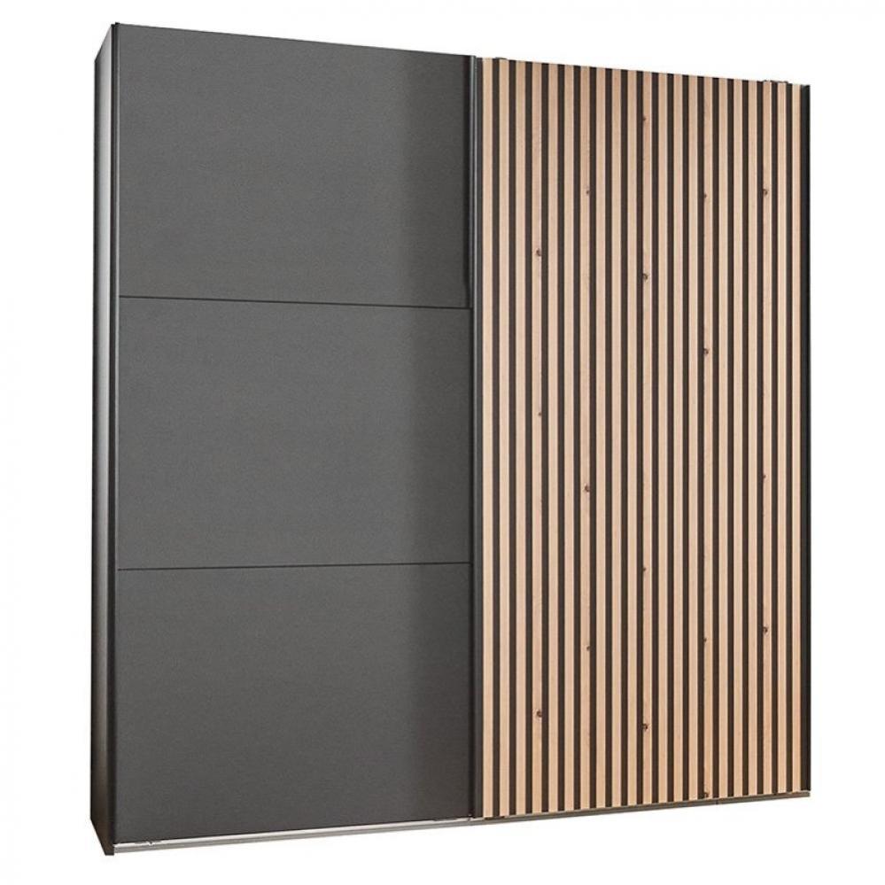 Armoire coulissante PRISMA 200cm graphite rechampis lamelles imitation
