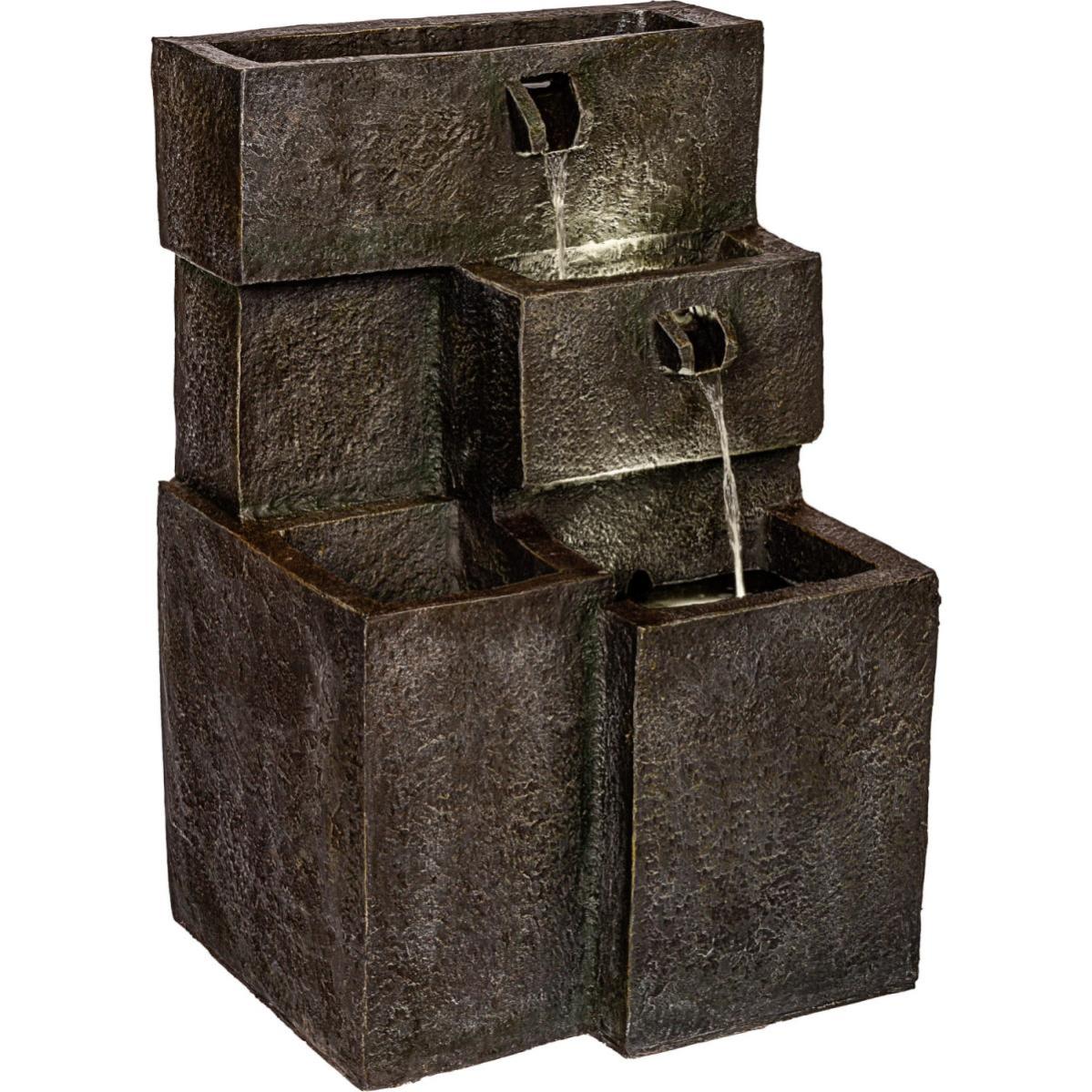 STILISTA Fontaine De Jardin Escalier D'Eau 75 X 48 X 42 Cm Avec Éclairage LED Et Pompe Incluse - Oasis Lumineuse Pour Jardin Et Terrasse