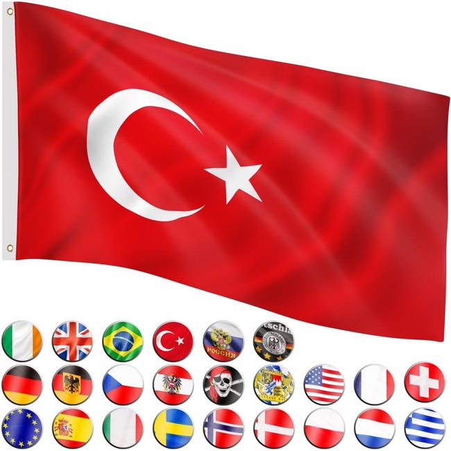 FLAGMASTER Drapeau 30 drapeaux différents au choix, taille 120 cm x 80 cm,  Turquie