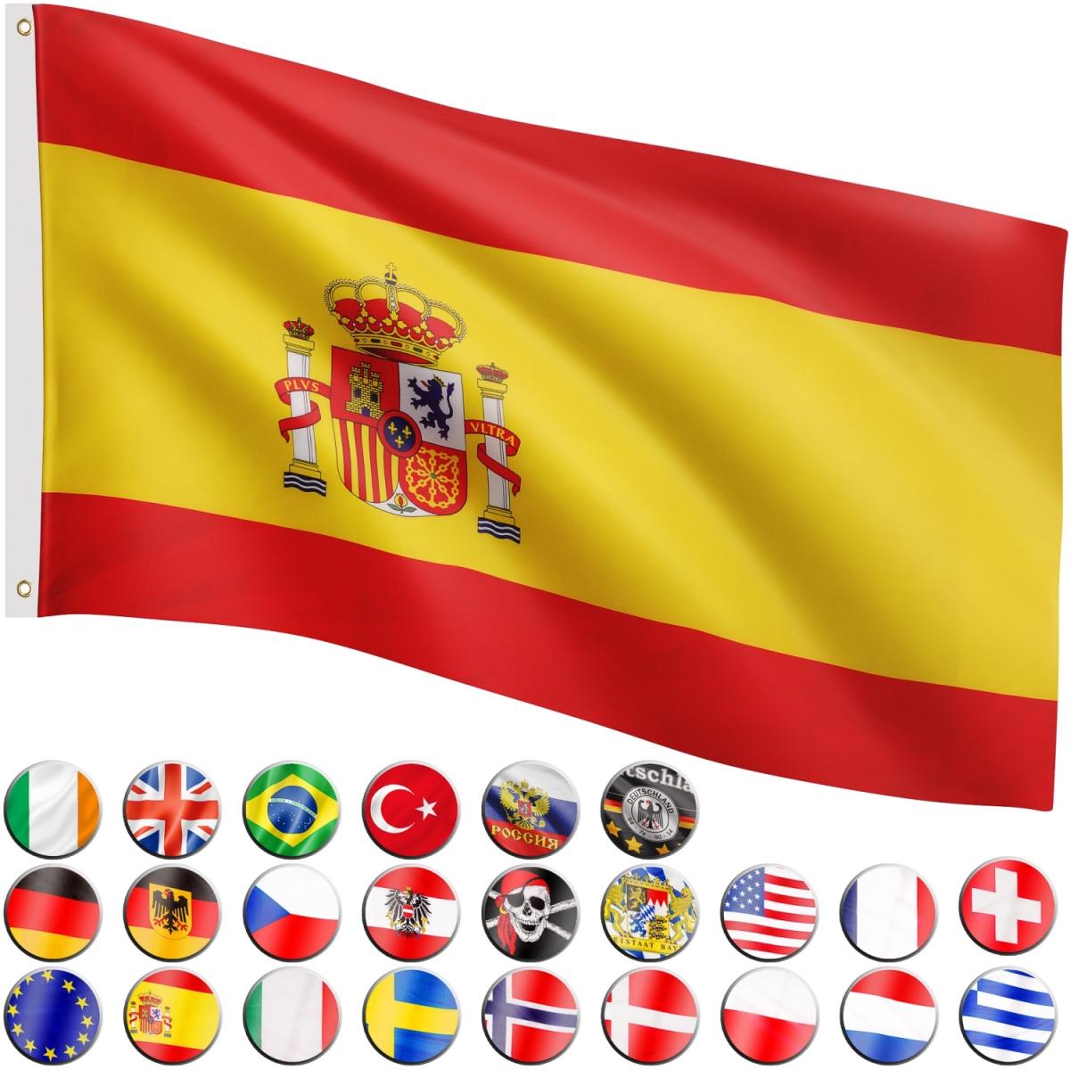 FLAGMASTER Drapeau 30 drapeaux différents au choix, taille 120 cm x 80 cm,  Espagne