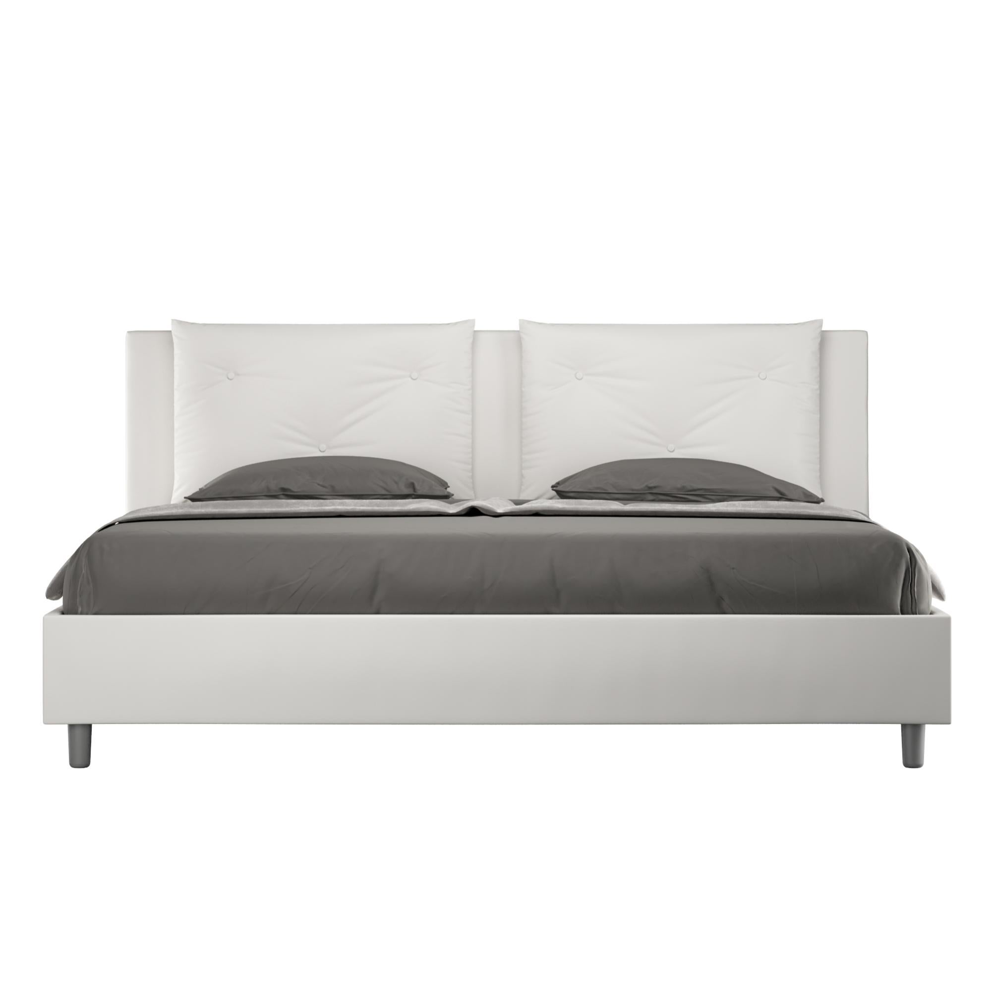 SARDAMATERASSI Letto Matrimoniale Con Contenitore In Similpelle Beige + Materasso Memory 24 Cm + 2 Guanciali Memory Foam – Made In Italy - 3