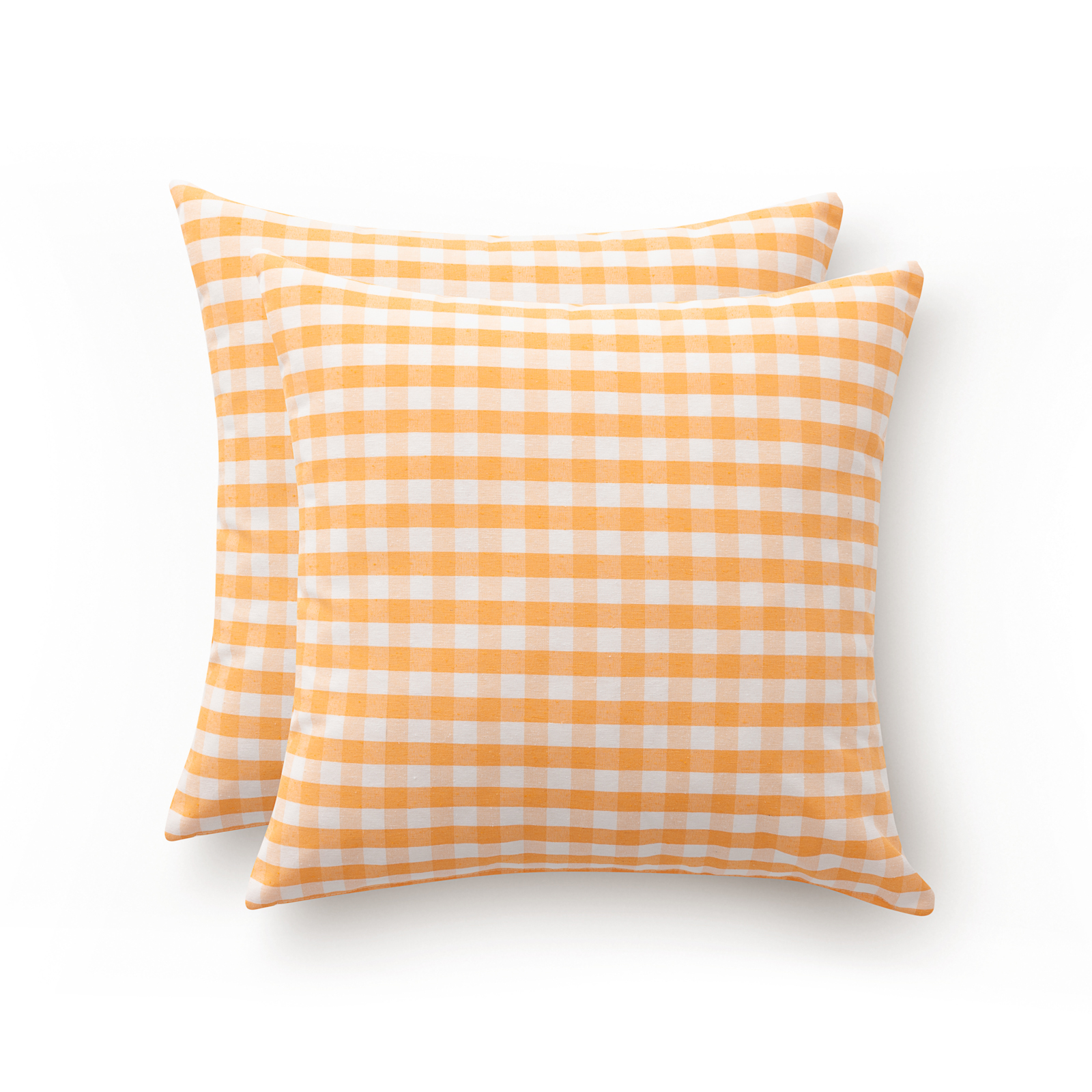 Pack 2 fundas cojín vichy a cuadros 45x45 - fundas cojín decorativas sofá con cremallera algodón transpirable y suave, color amarillo