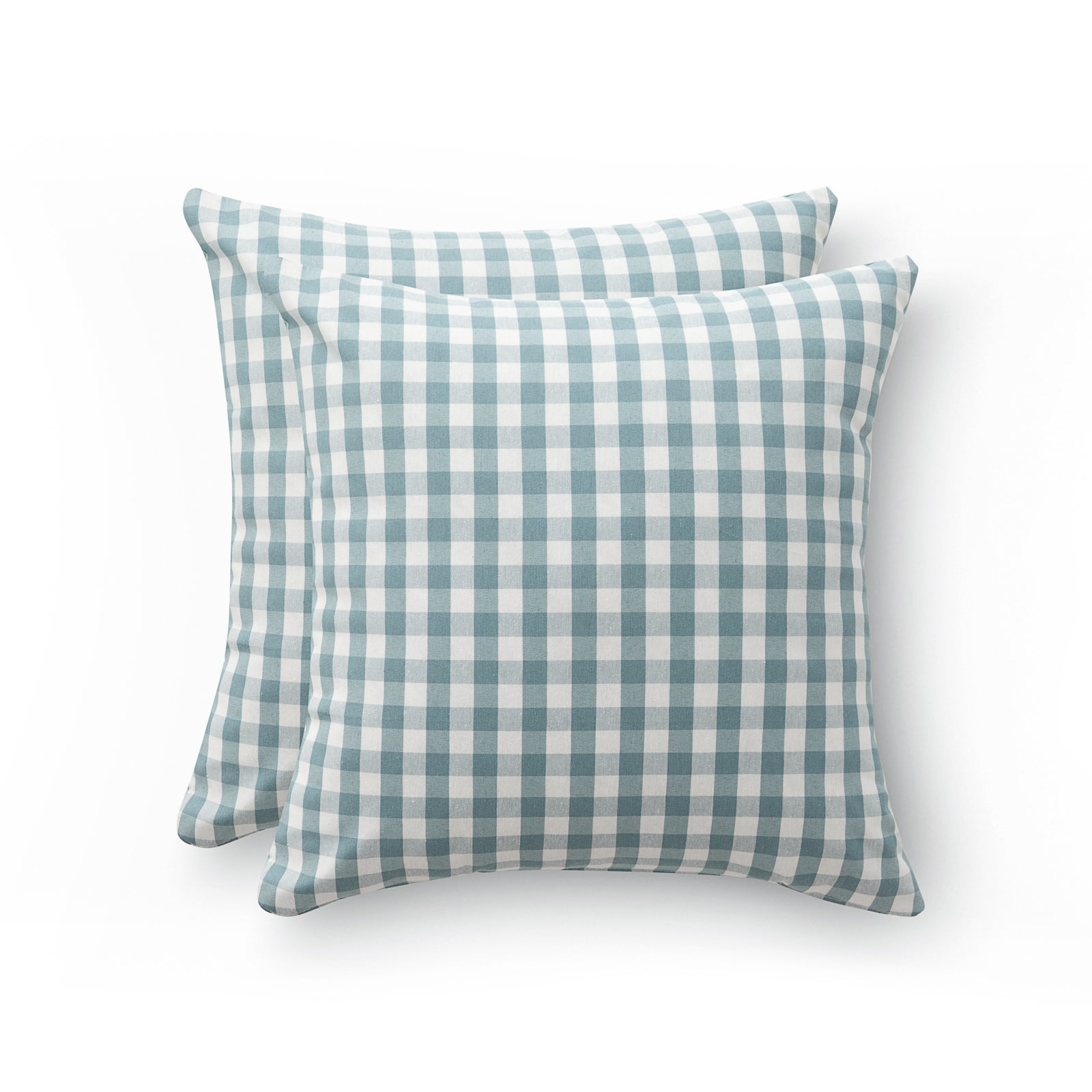 Pack 2 fundas cojín vichy a cuadros 45x45 - fundas cojín decorativas sofá con cremallera algodón transpirable y suave, color agua marina