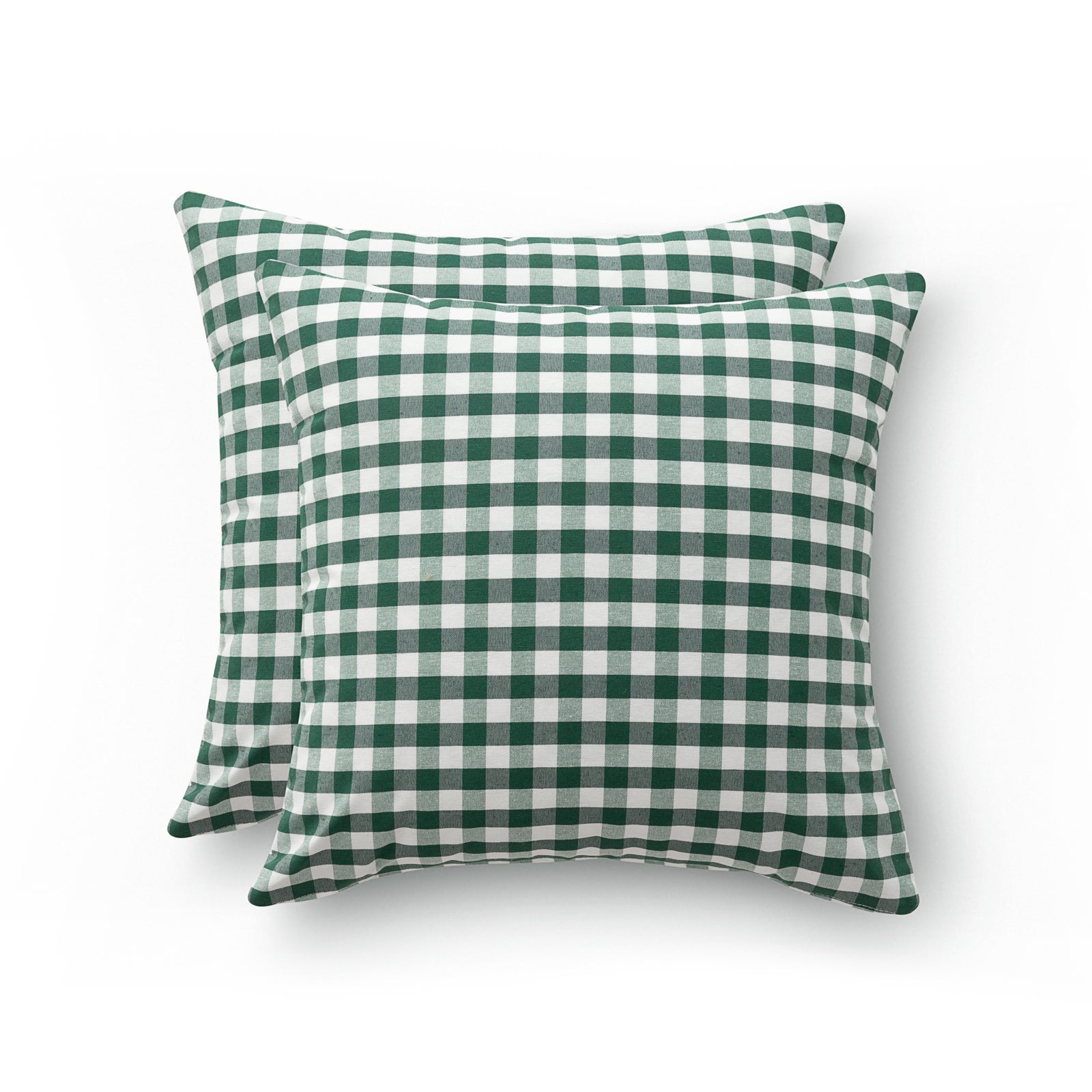 Pack 2 fundas cojín vichy a cuadros 45x45 - fundas cojín decorativas sofá con cremallera algodón transpirable y suave, color verde