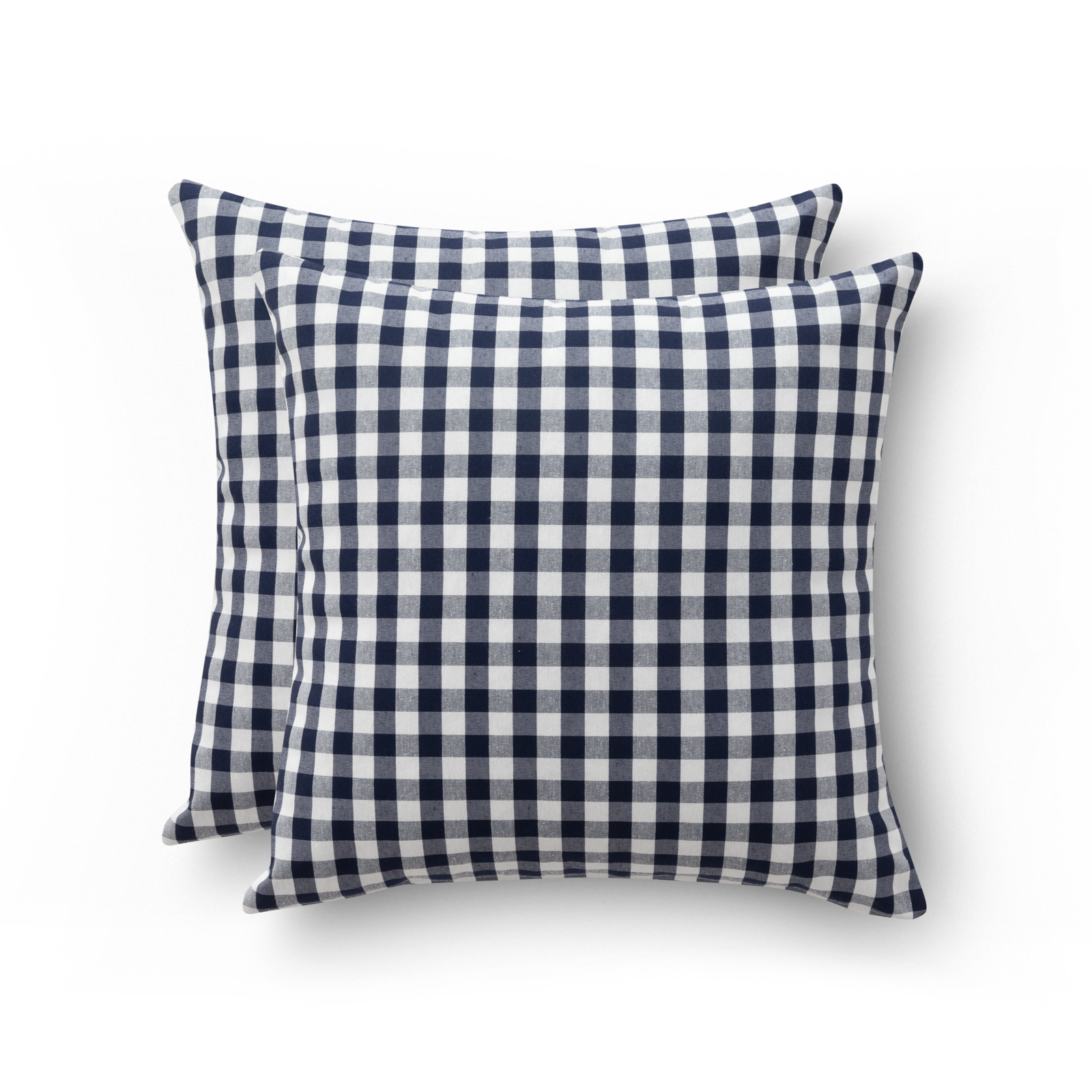 Pack 2 fundas cojín vichy a cuadros 45x45 - fundas cojín decorativas sofá con cremallera algodón transpirable y suave, color azul
