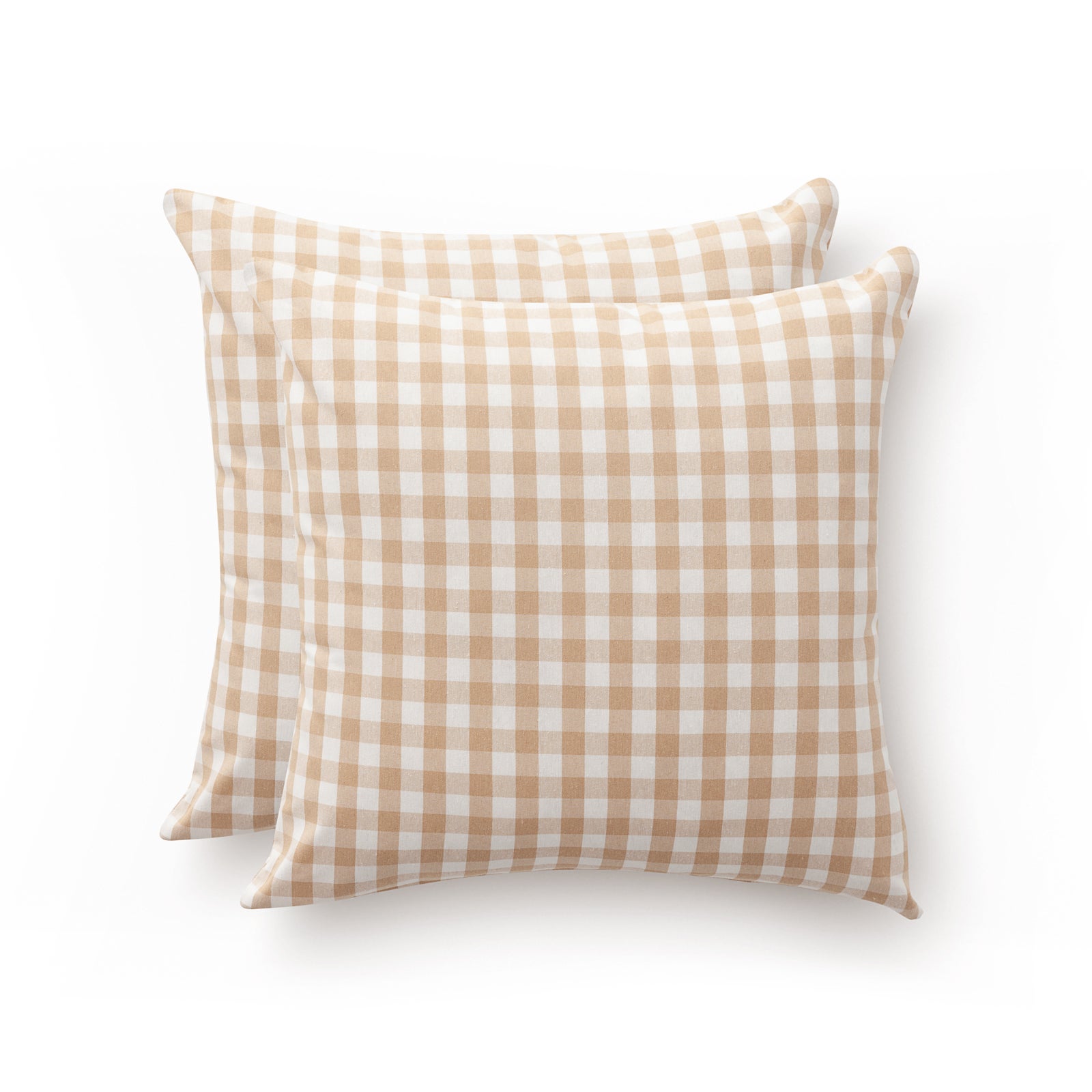 Pack 2 fundas cojín vichy a cuadros 45x45 - fundas cojín decorativas sofá con cremallera algodón transpirable y suave, color beige