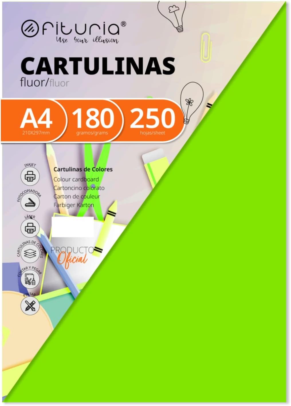 CARTULINAS BLANCAS A4 X8 - 180 GRMS