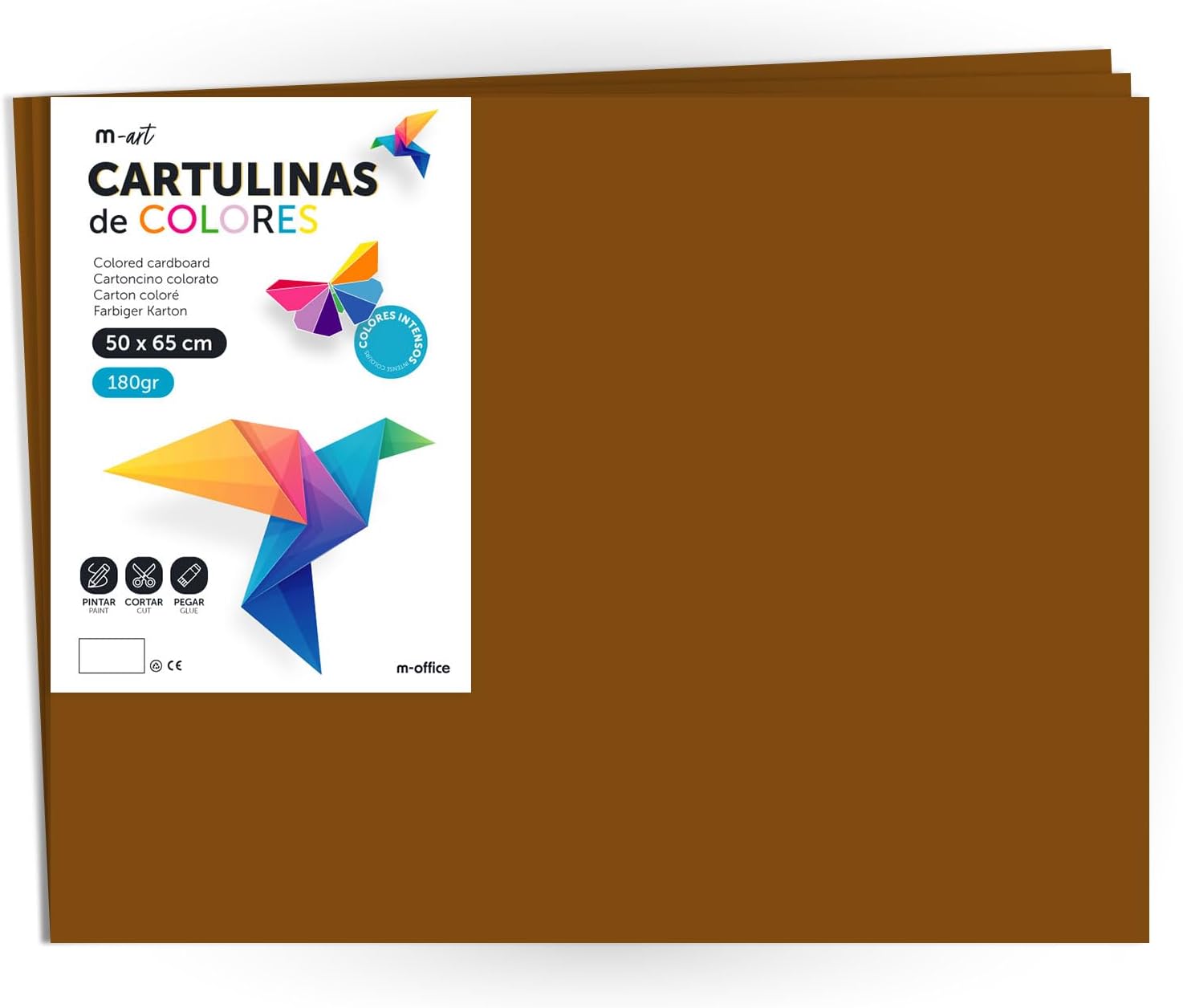 Cartulina de Colores, Cartulina Grande 50x65 cm de Colores Claros e  Intensos, Cartulinas de Colores 180g para Manualidadesr x25 hojas, marron)