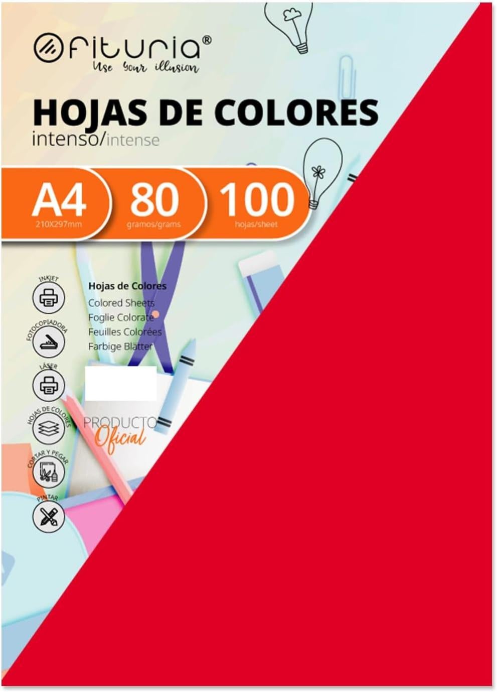 Cartoncini Colorati Fluorescenti A4 - Pack Da 50 Fogli 180g Per Manualit&agrave;, Inviti E Disegni