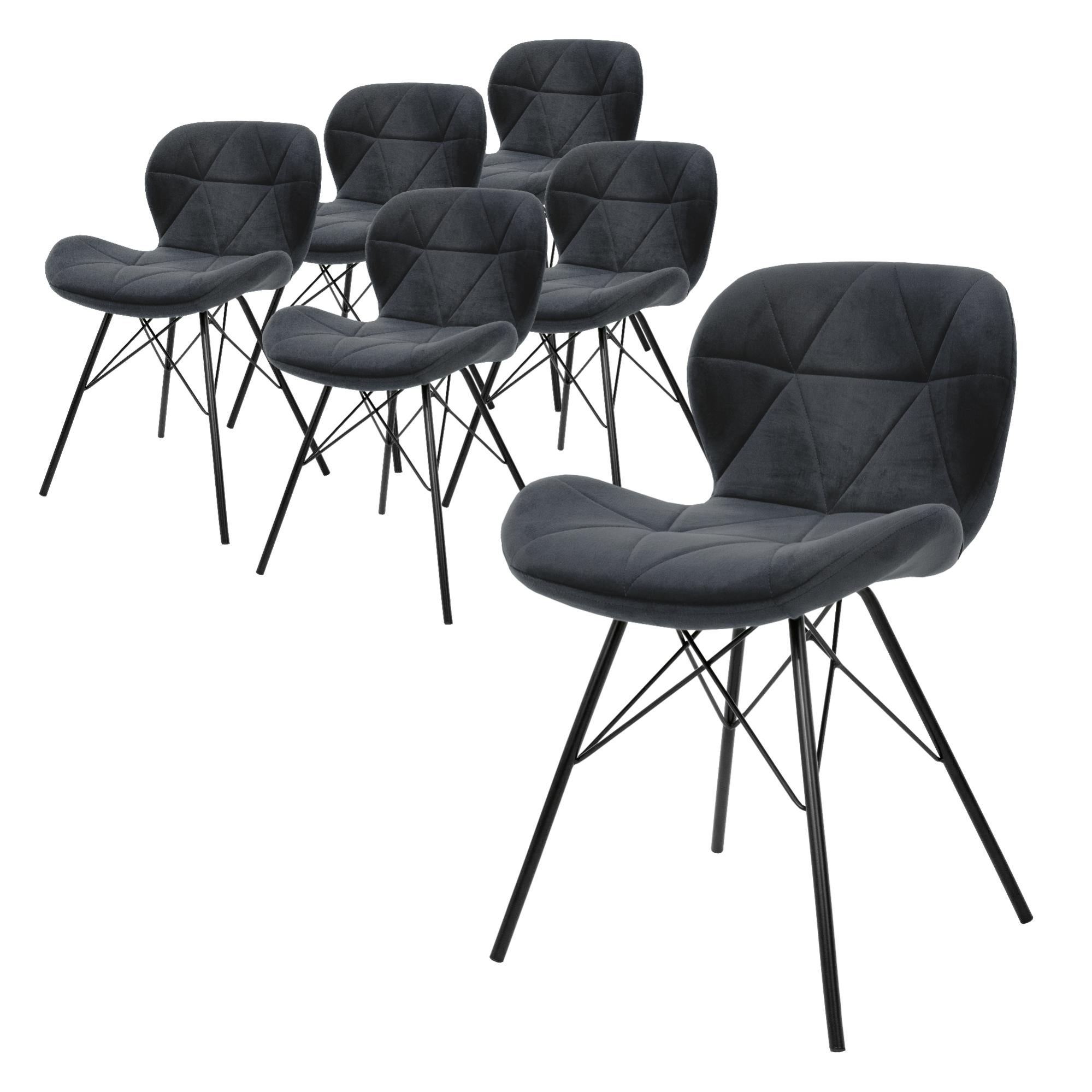 6 Chaises Bureau Pliantes Pro.Tec - Similicuir Noir, Métal, Rembourrées - Conférence, Salon, Visiteur