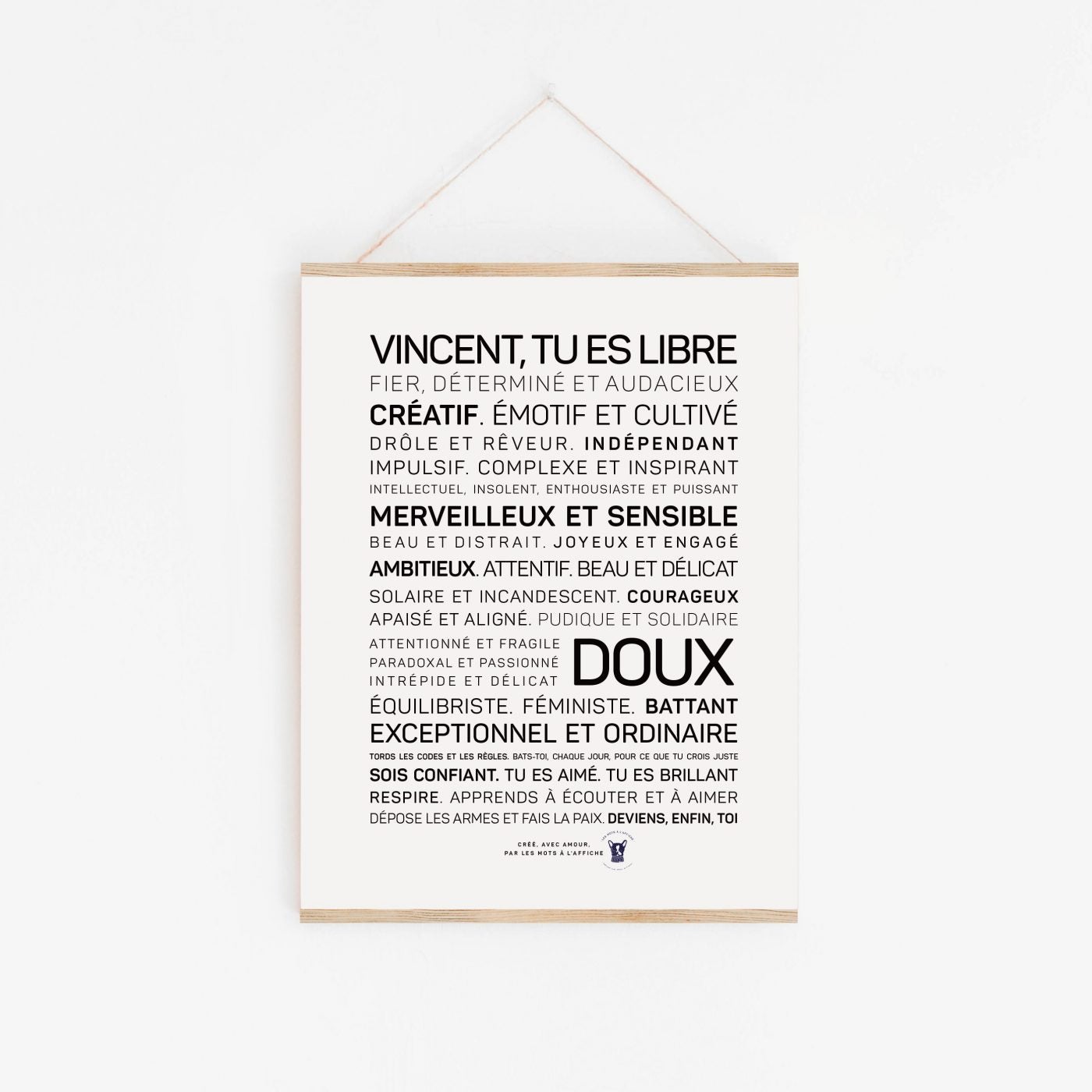 Affiche Imprimée A3 Vincent Tu Es Libre Et Doux Poster 29 7 X 42