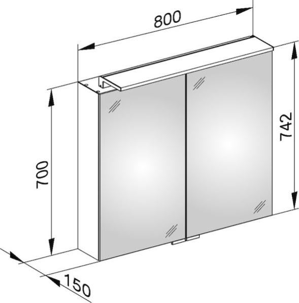 Armoire de toilette Keuco Royal L1 13603, 2 portes tournantes, 800mm, 2