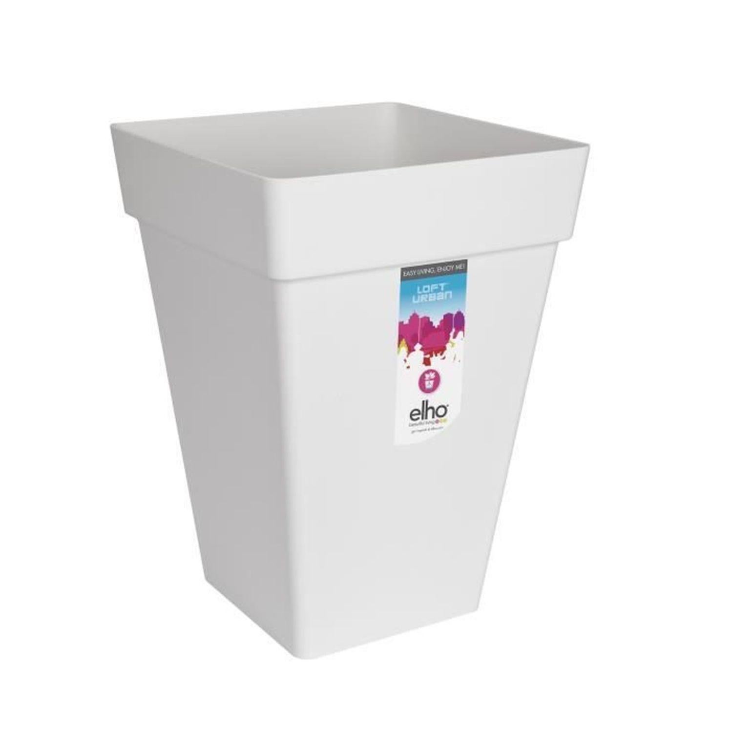 Vaso Quadrato Prosperplast Rato 19L Con Serbatoio - Plastica Bianca, Alta 45cm, Per Piante Da Interno/Esterno - 2
