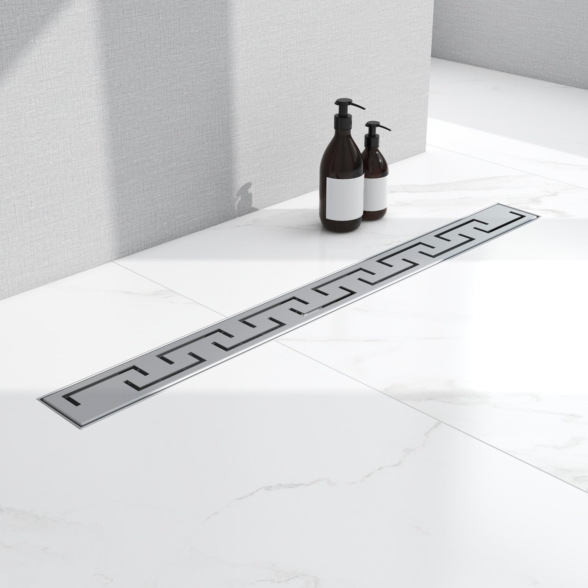Caniveau De Douche Noir Acier Inoxydable Italien AICA - Système Drainage 2 En 1 Réglable 60cm Avec Désodorisant